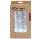 Kikkerland Set of 144 Paper Straws in Silver