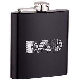 6oz Black Dad Flask with Black Gift Box