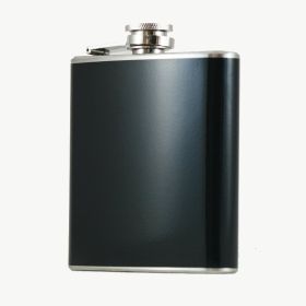 Hip Flask Holding 6 oz - Pocket Size, Stainless Steel, Rustproof, Screw-On Cap - Black Finish