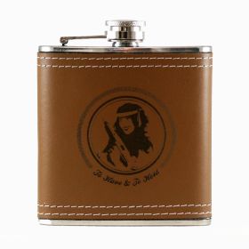 6oz Leather Engraved Hip Flask