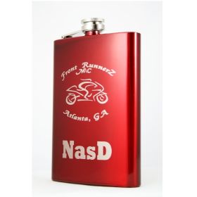 Engraved Neon Red Hip Flask